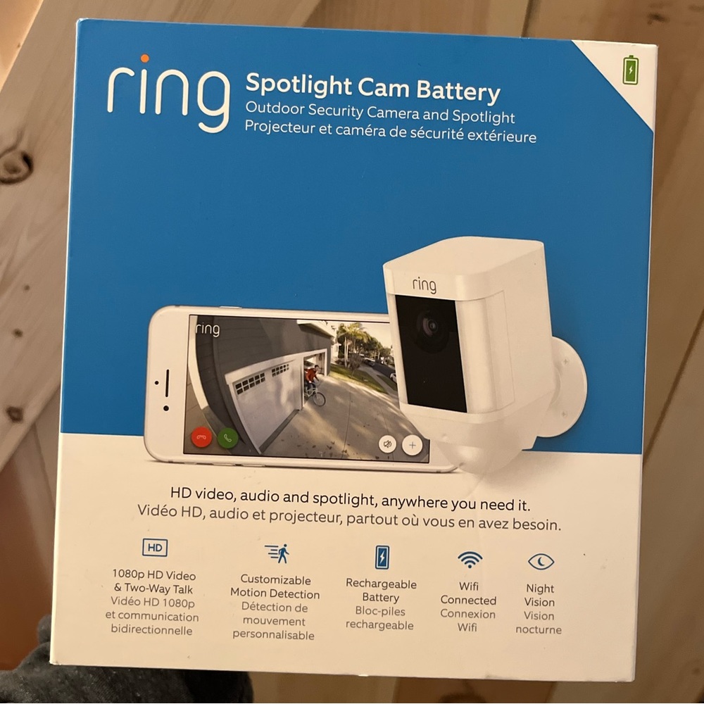 Ring spotlight camera - brand new - never been opened or used.